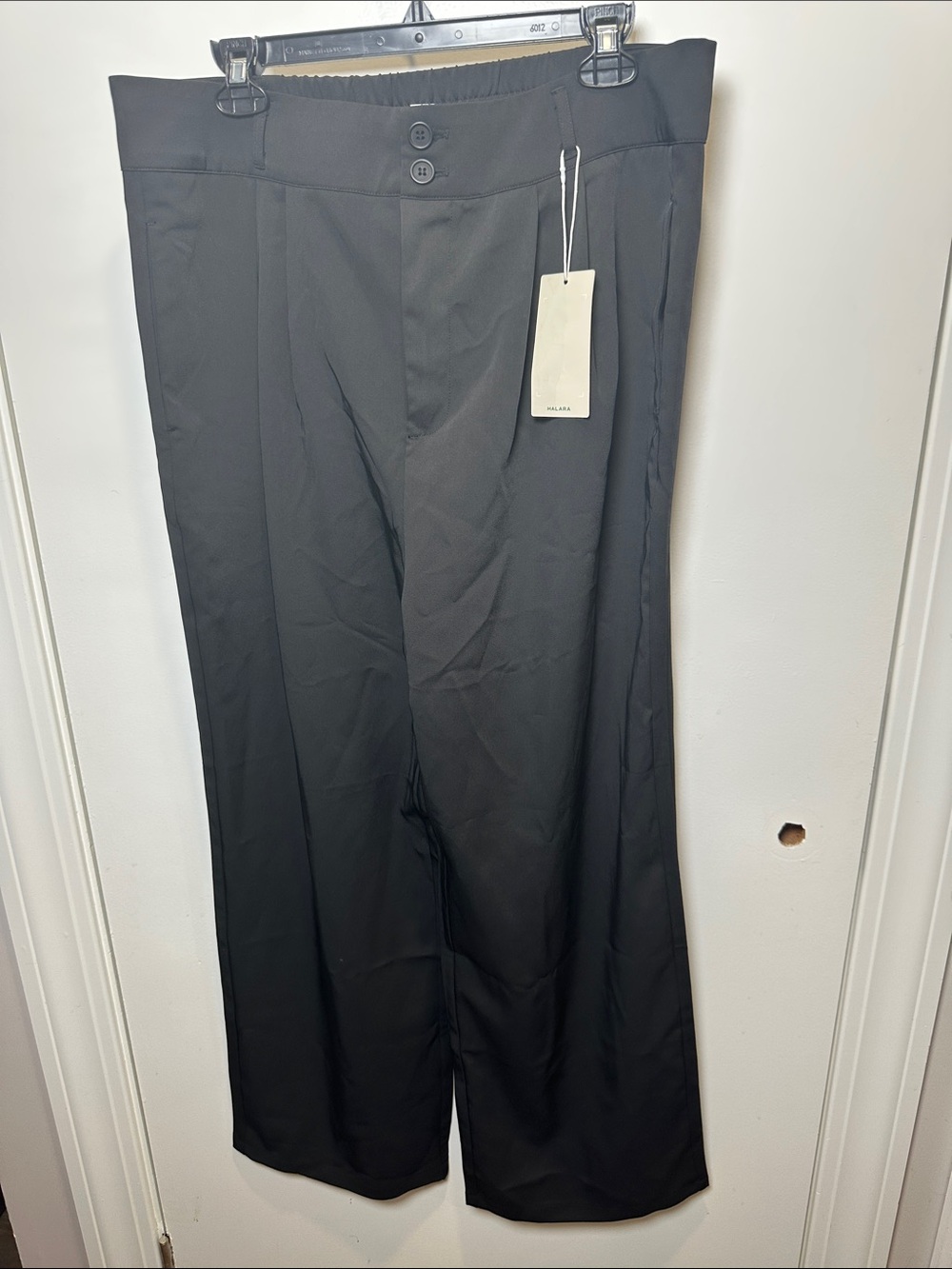 HALARA Black High-Waist Wide-Leg Dress Pants (100)